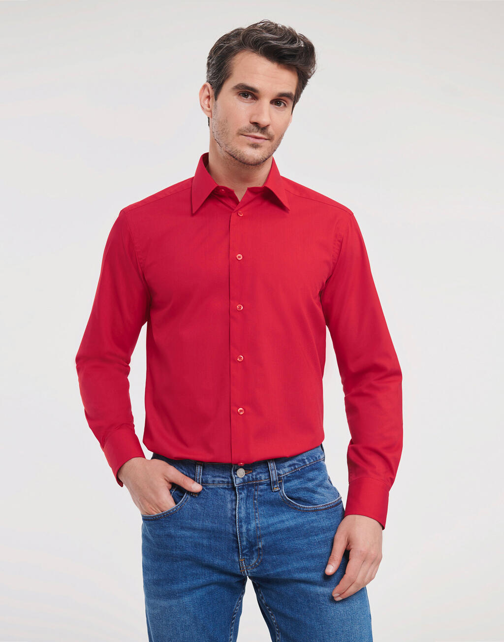 Russell Collection Tailored Poplin Shirt LS