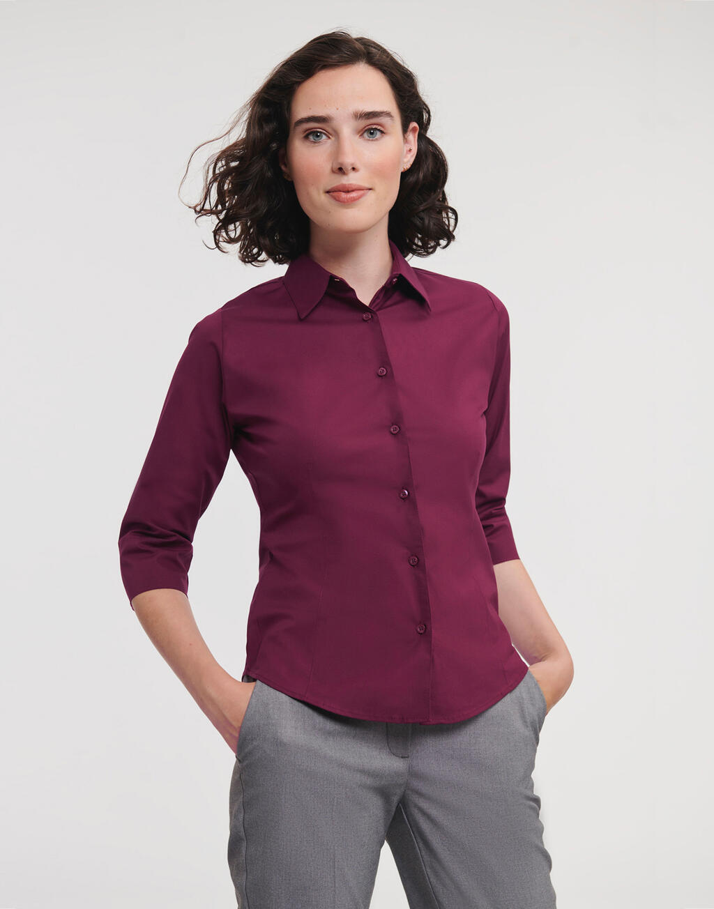 Russell Collection Fitted Blouse with 3/4 Sleeves