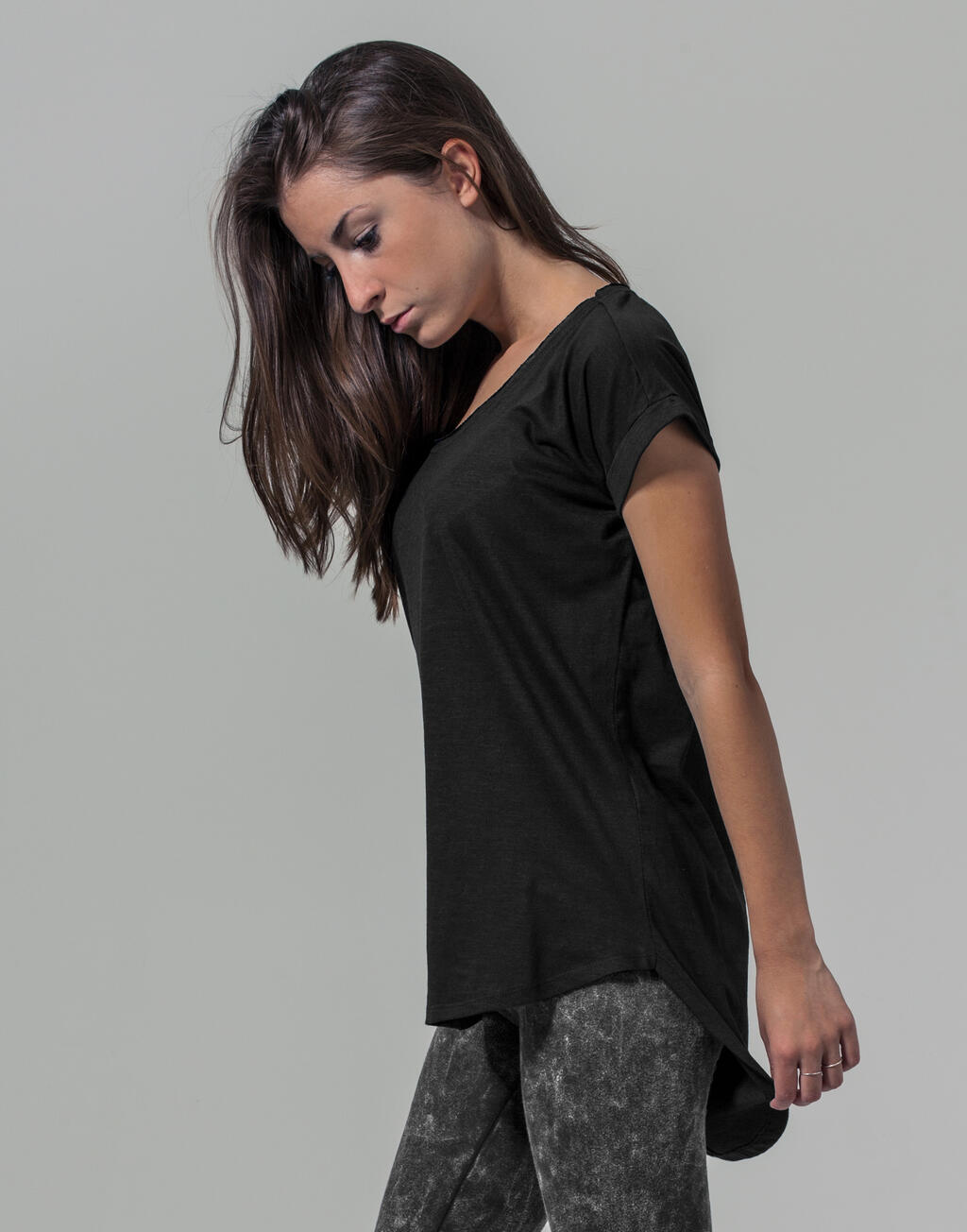 Build Your Brand Ladies Long Slub Tee