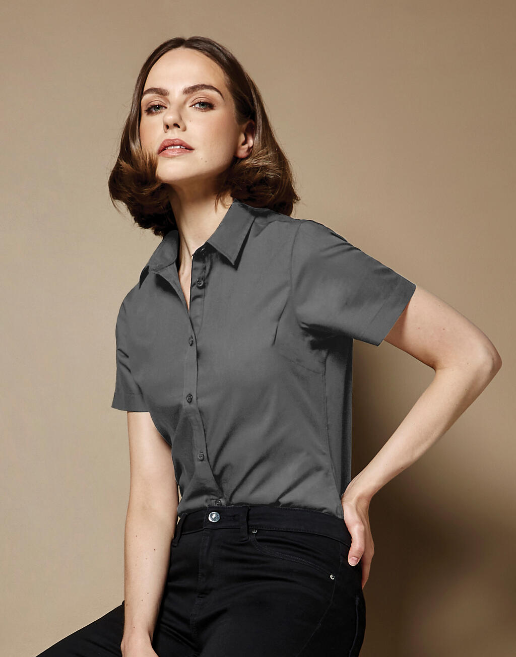 Kustom Kit Women's Tailored Fit Poplin Shirt SSL